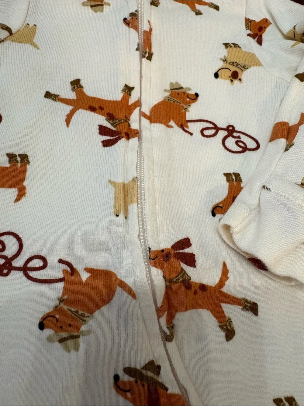 Old Navy Cream Dog Print Footed Pajamas